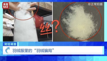 以“丝”代“绒”，以次充好！央视《财经调查》揭开羽绒服里的骗局→